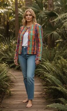 Sandy Starkman Ribbon Weave Art Jacket Blazer S